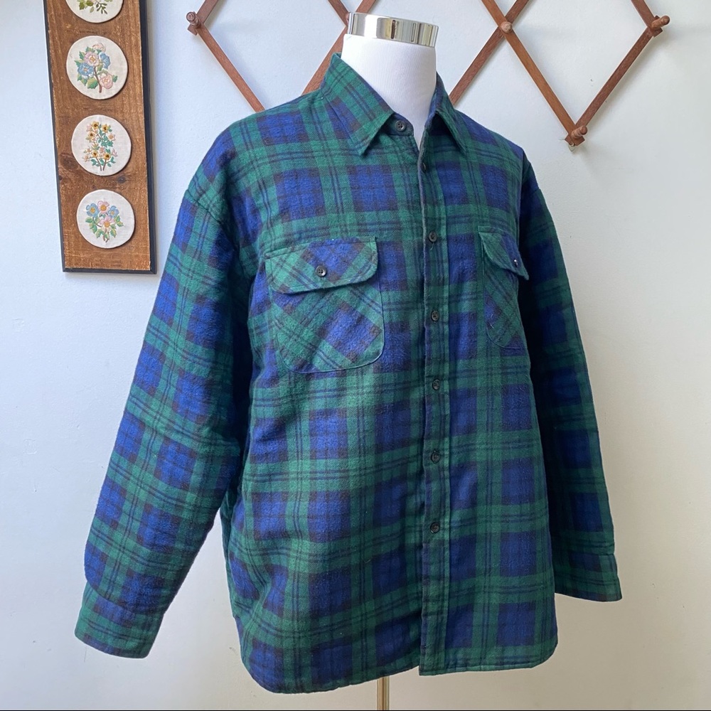 Vintage Plaid Flannel Quilted Lined Shirt Jacket - Picture 5 of 12
